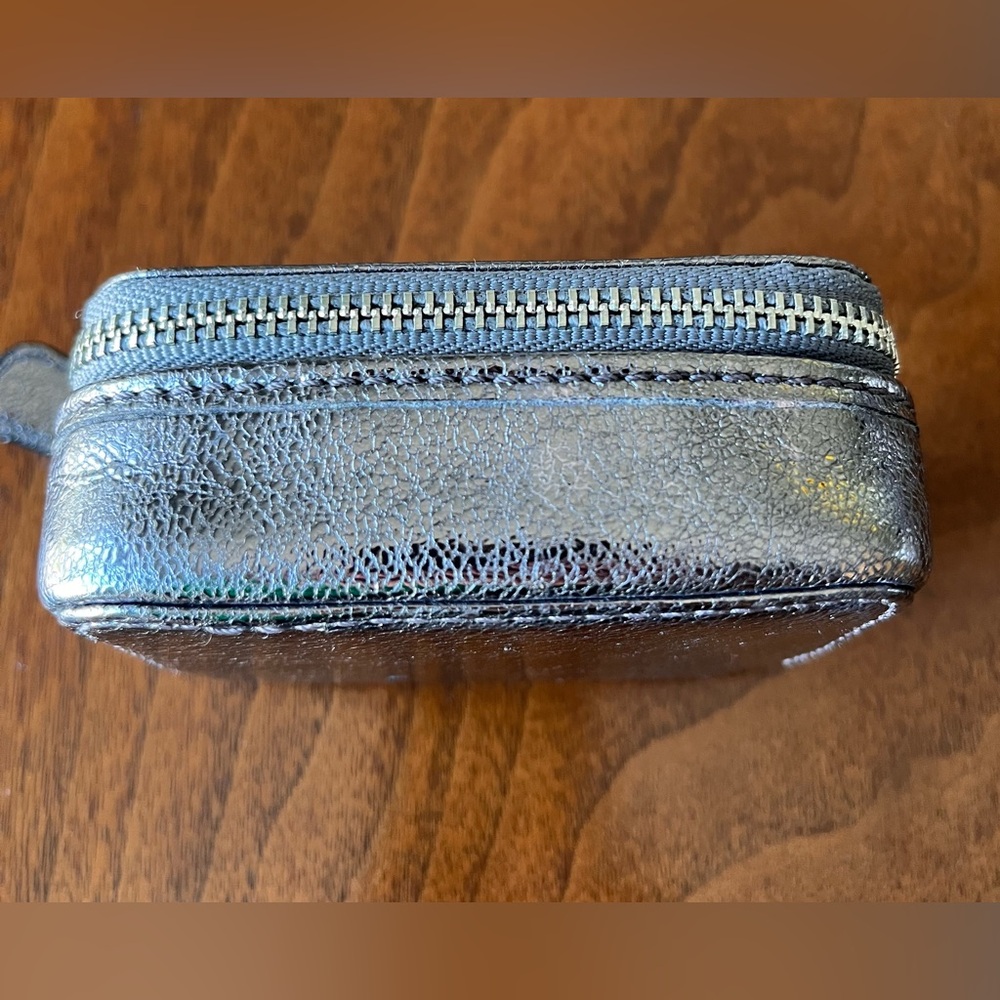 Coach Metallic Silver pouch, great for pill bottles, chapstick/hand sanitizer! - Picture 4 of 7